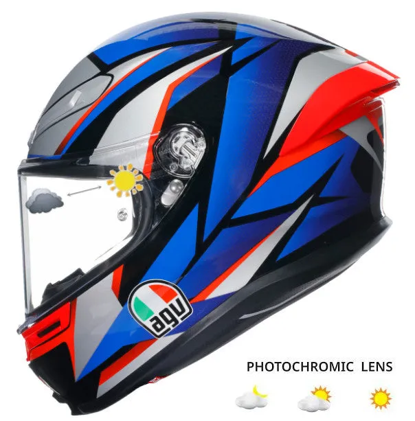 AGV K6 S Full Face Helmet Slashcut Black/Blue/Red Photochromic Shield