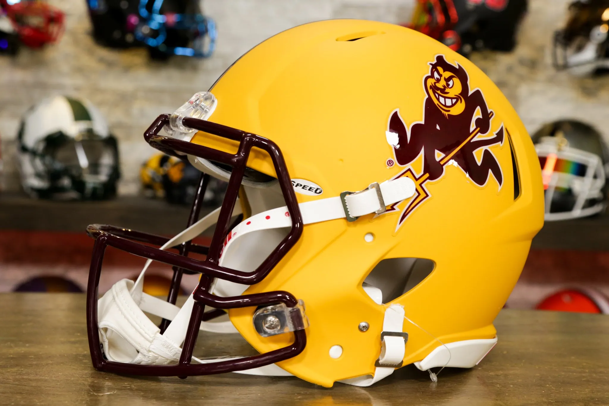 Arizona State Sun Devils Riddell Speed Authentic Helmet - Matte Yellow Sparky
