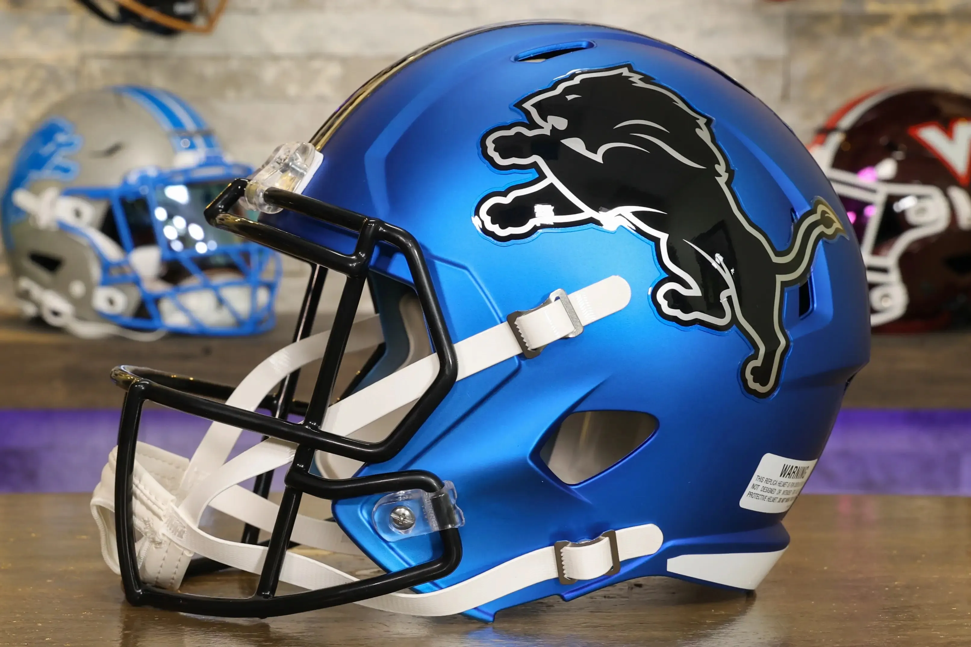 Detroit Lions Riddell Speed Display Helmet - Motor City Muscle Alternate - OPEN BOX