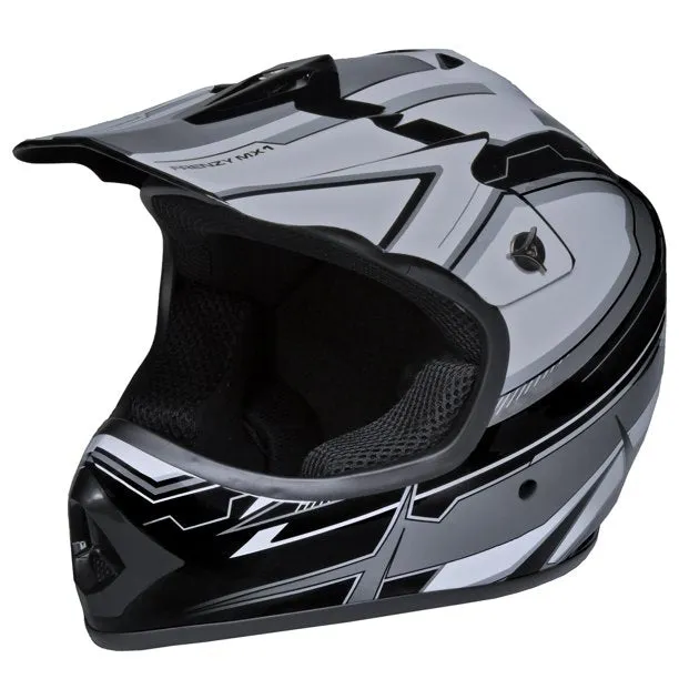 Fuel Helmets SH-250B-YL Youth Frenzy MX ATV off-road Helmet DOT Approved Black Grey Youth Large