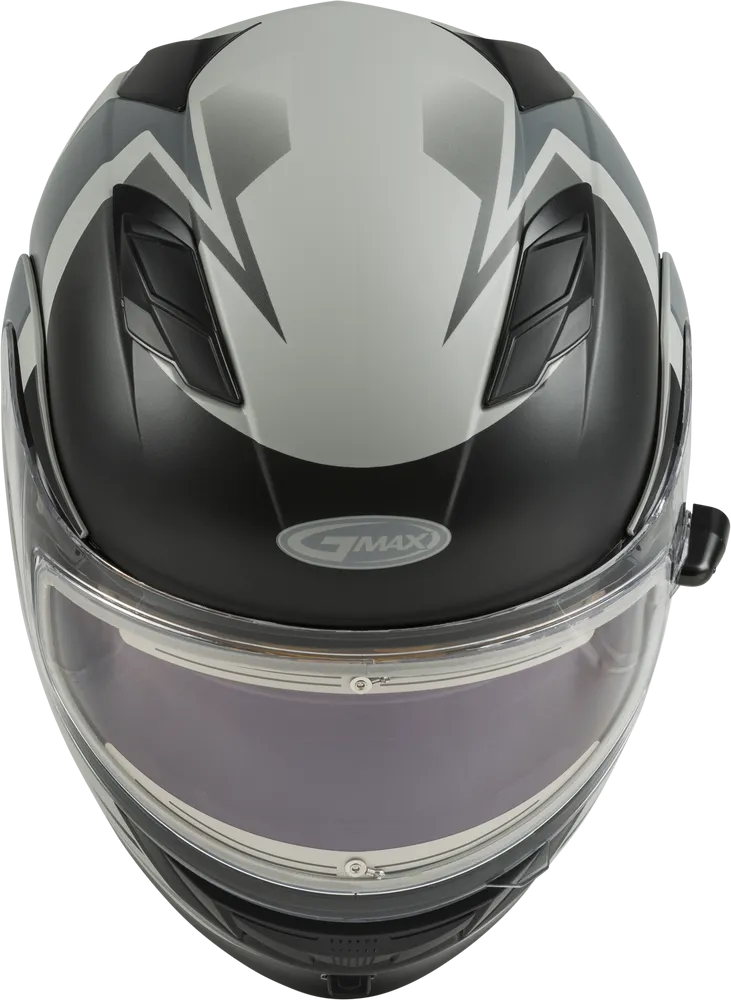 Gmax MD-01S Snow Helmet Descendant Matte Gray Silver Electric Shield and Dual Lens