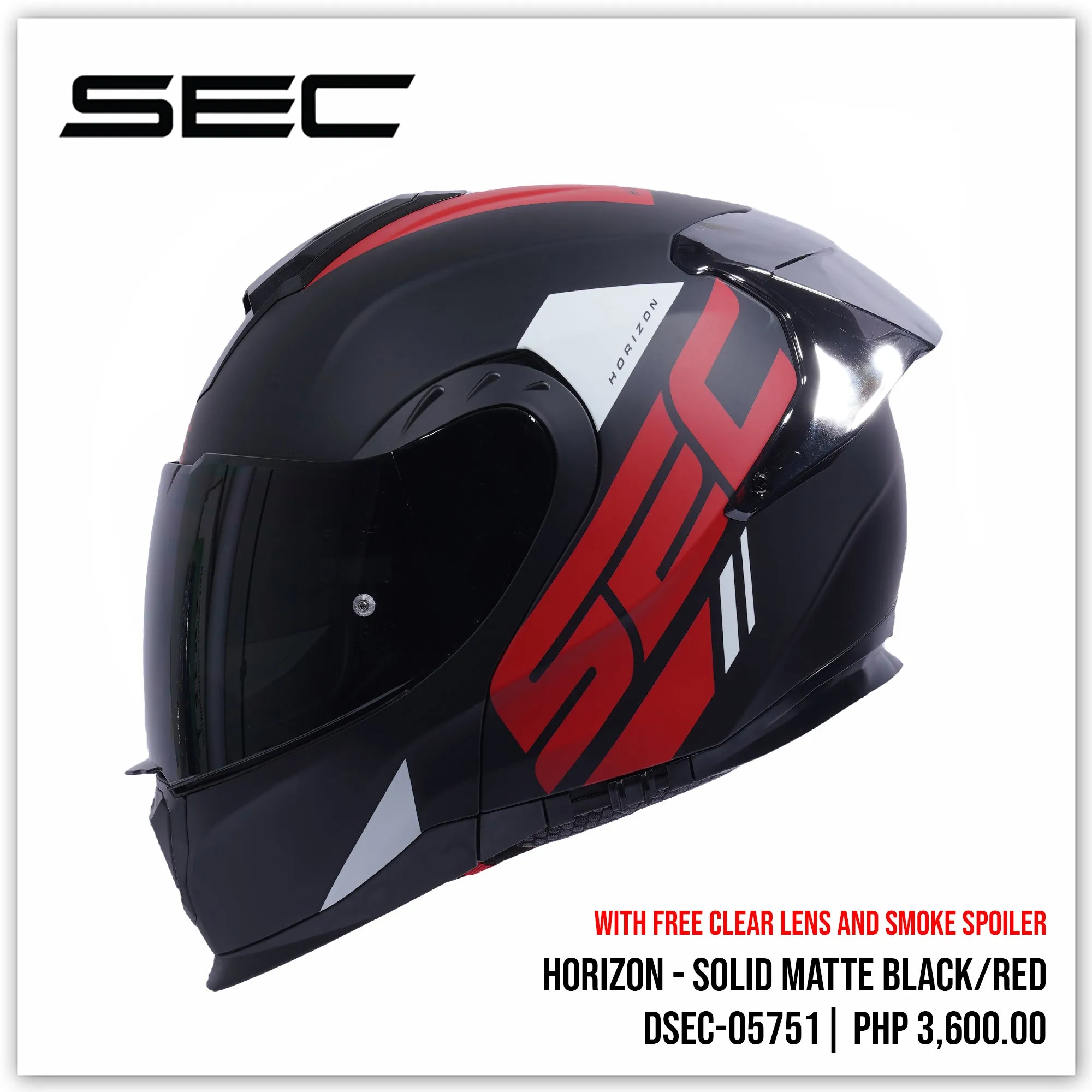 Horizon - Solid Matte Black   Red