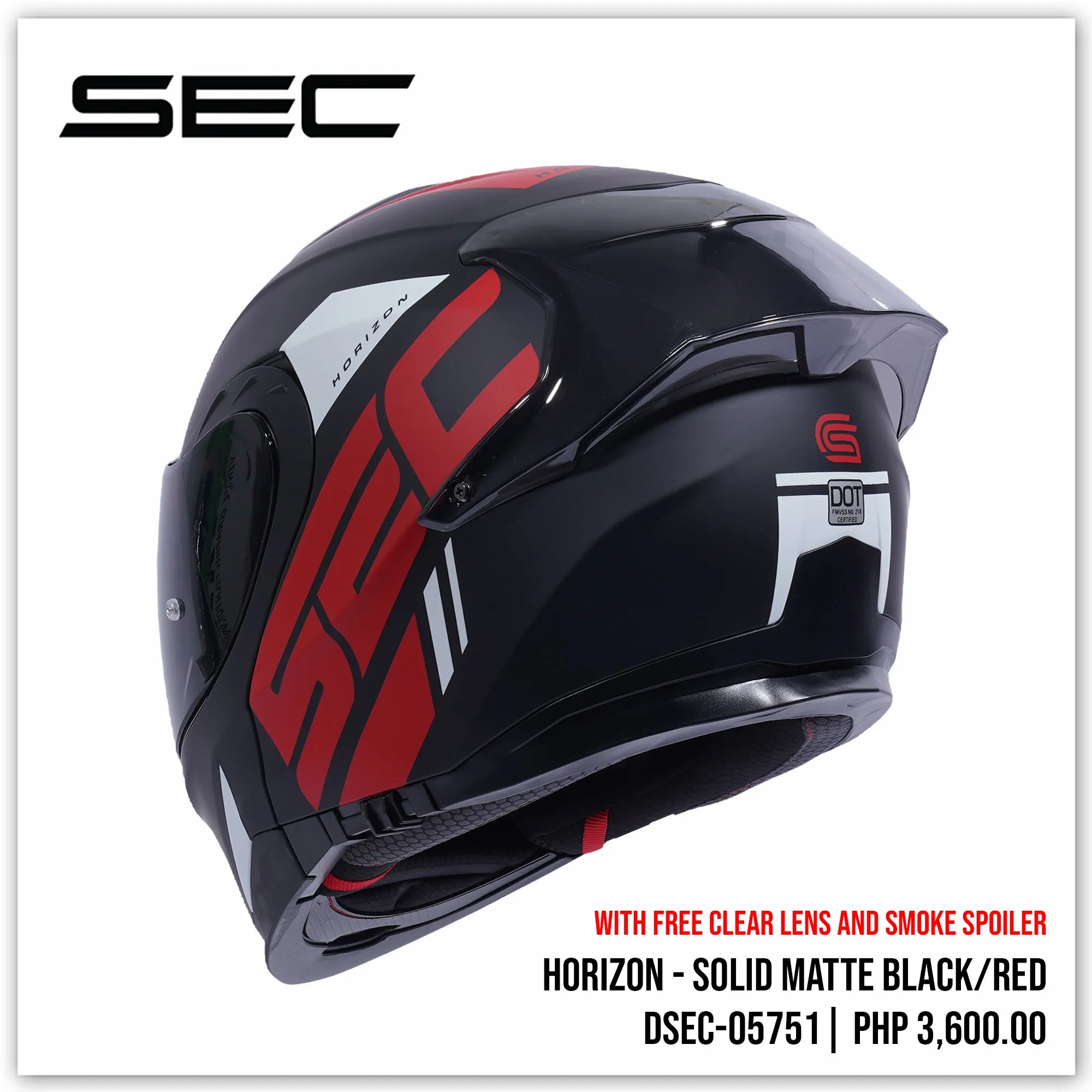 Horizon - Solid Matte Black   Red