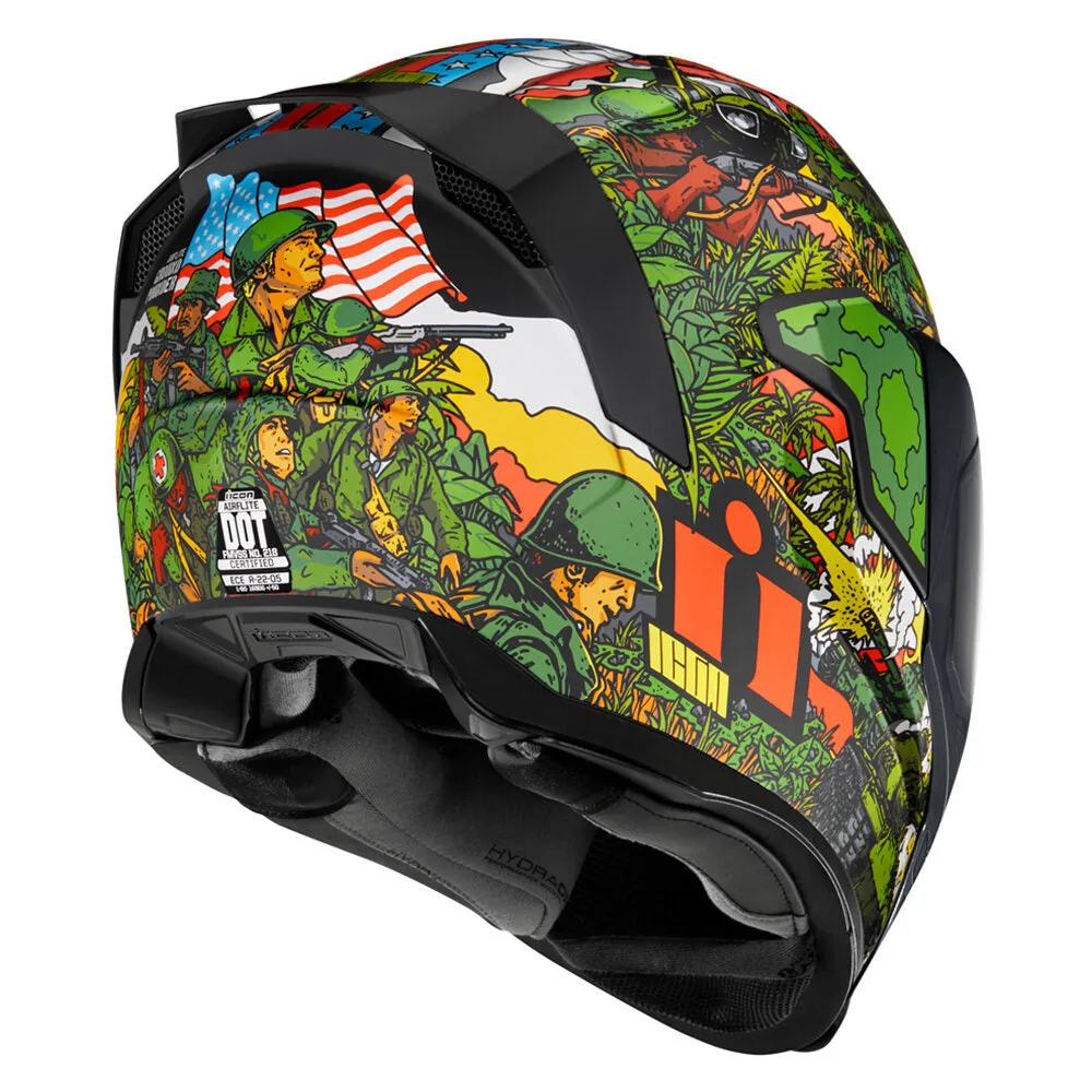 Icon Airflite Groundpounder Graphic Green Full Face Bluetooth Helmet