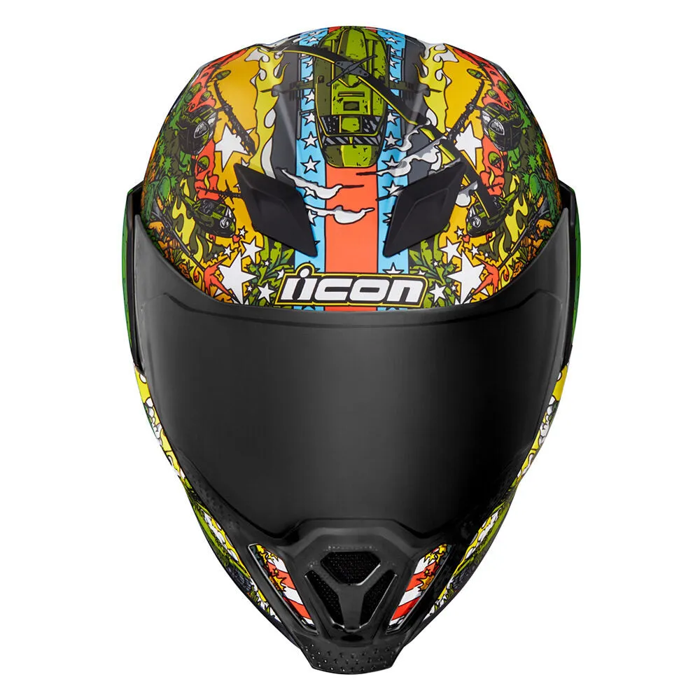 Icon Airflite Groundpounder Graphic Green Full Face Bluetooth Helmet