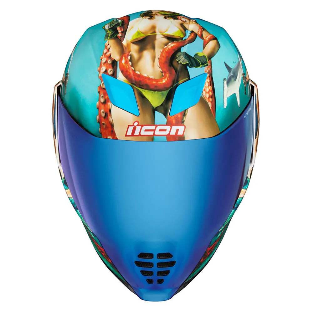 Icon Airflite Pleasuredome 4 Graphic Blue Full Face Bluetooth Helmet