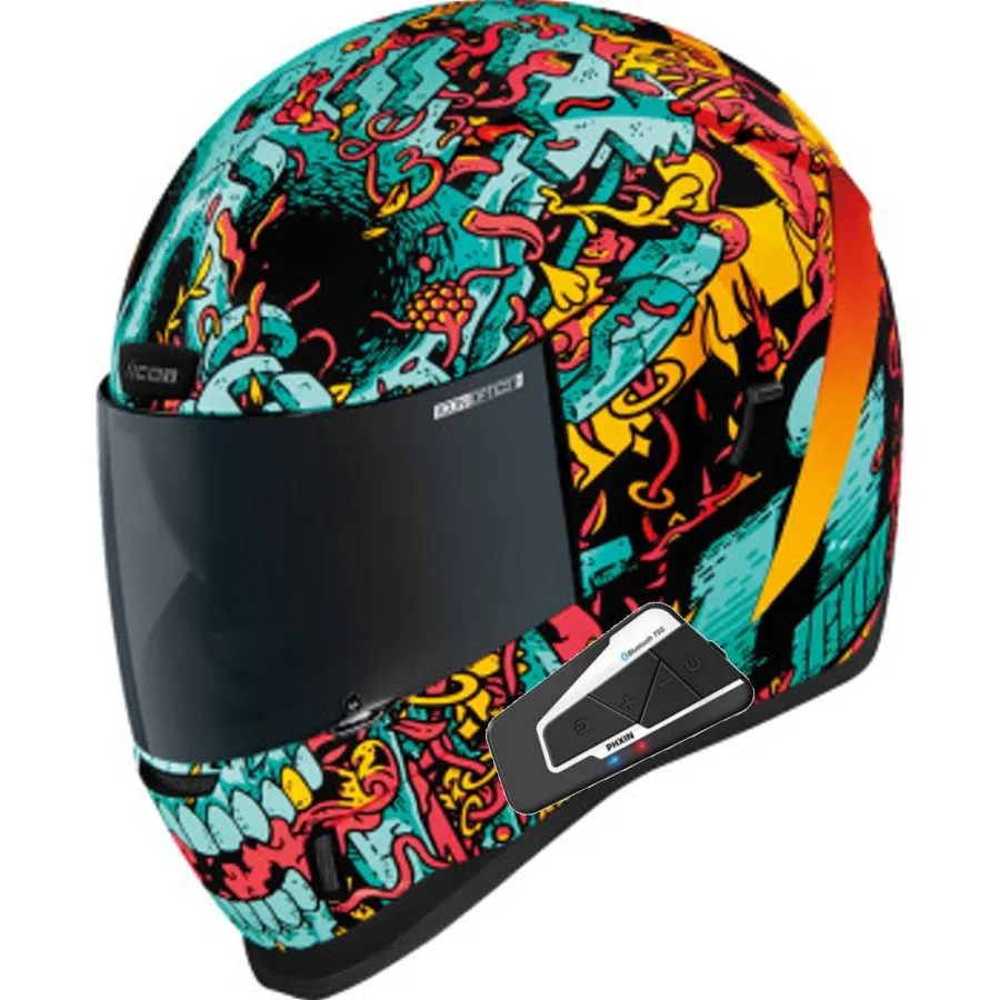 Icon Airform Full Face Bluetooth Helmet  Munchies MIPS Blue