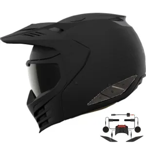 Icon Elsinore Bluetooth Helmet Monotype Black HelmLink Installed
