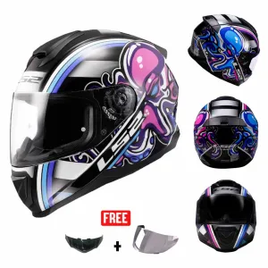 LS2 FF802 FLASH GRAPHICS MOTORCYCLE FULL FACE HELMET w/ EXTRA VISOR