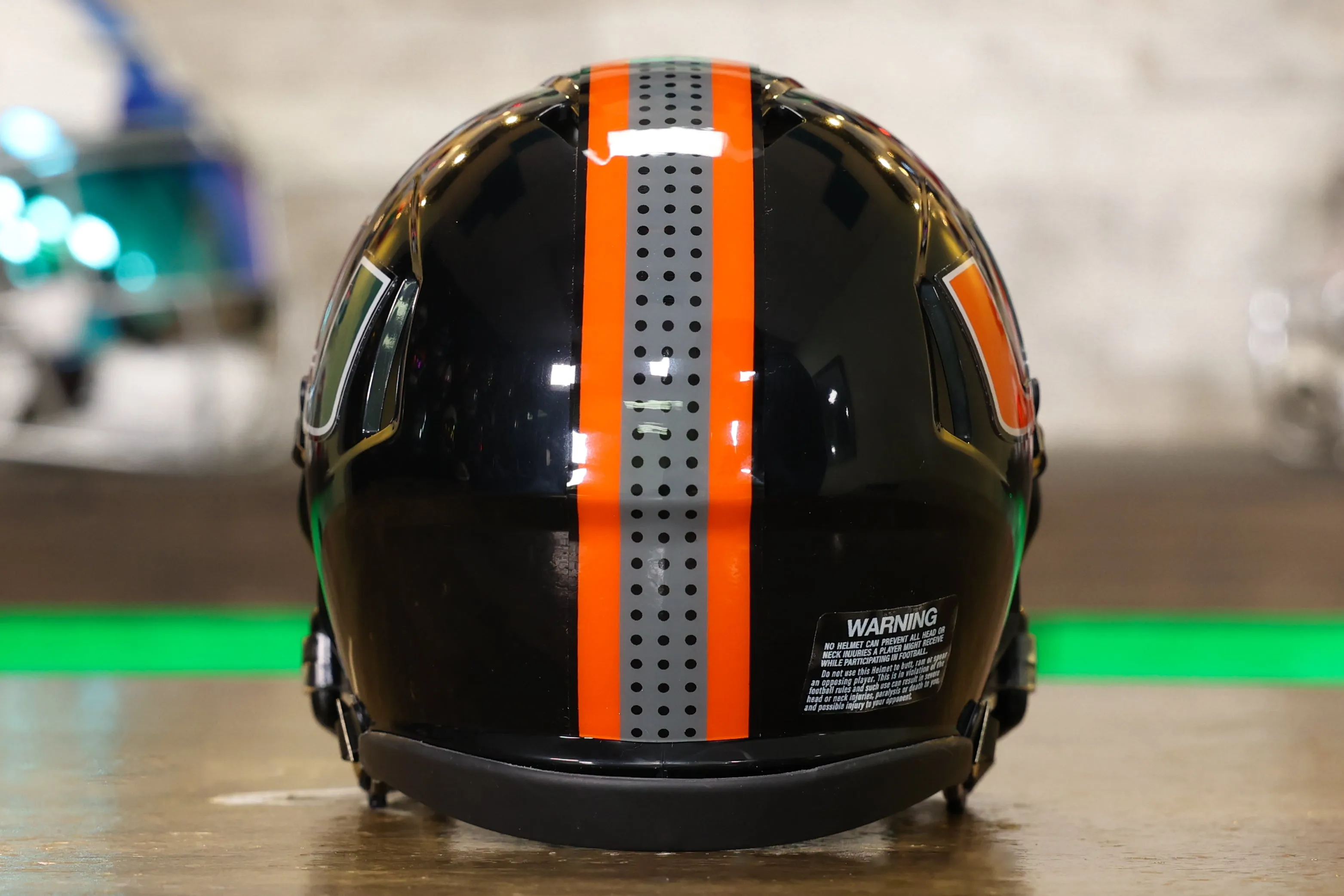 Miami Hurricanes Riddell Speed Mini Helmet - Gloss Black