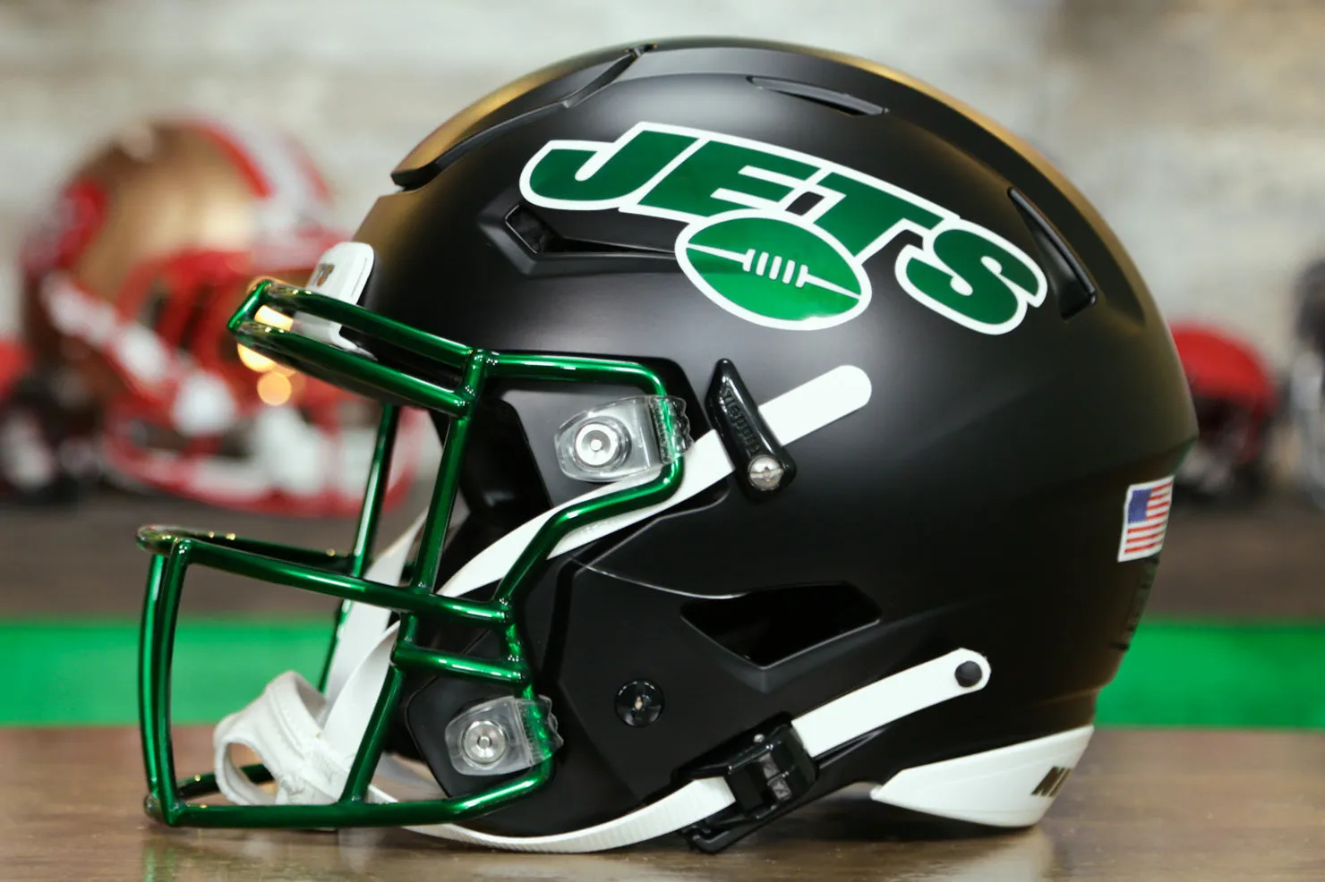 New York Jets Riddell SpeedFlex Helmet - Stealth Black Alternate
