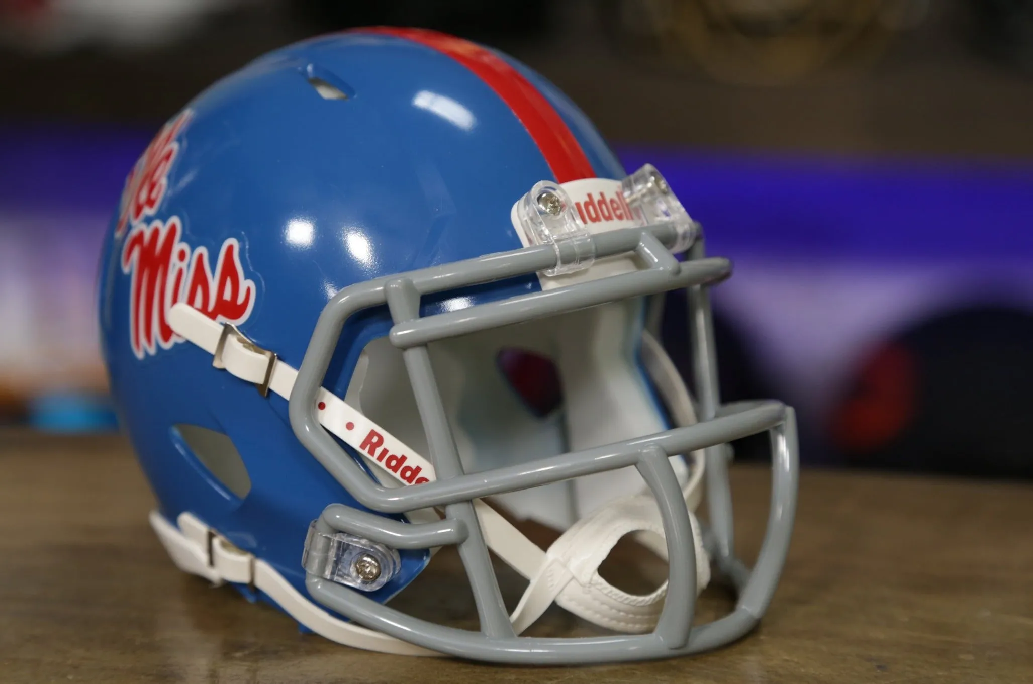 Ole Miss Rebels Riddell Speed Mini Helmet - Powder Blue