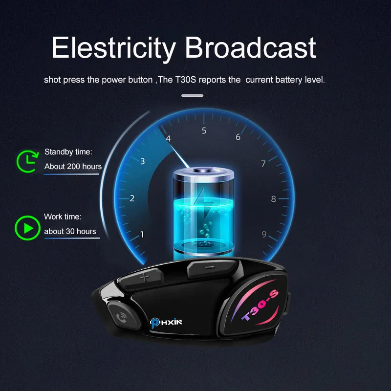 PHXIN T30 Bluetooth Intercom Single Waterproof