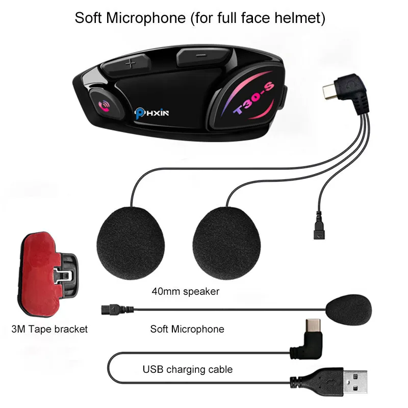 PHXIN T30 Bluetooth Intercom Single Waterproof