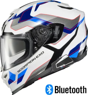 Scorpion EXO-T-520 Full Face Bluetooth Helmet Zuse White Blue