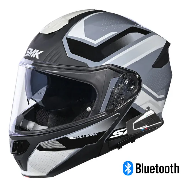 SMK Gullwing V2 Supertour Modular Bluetooth Helmet White Gray