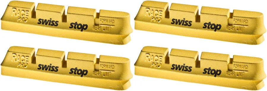 SwissStop RacePro Set of 4 Campagnolo Rim Brake Inserts Yellow King Compound