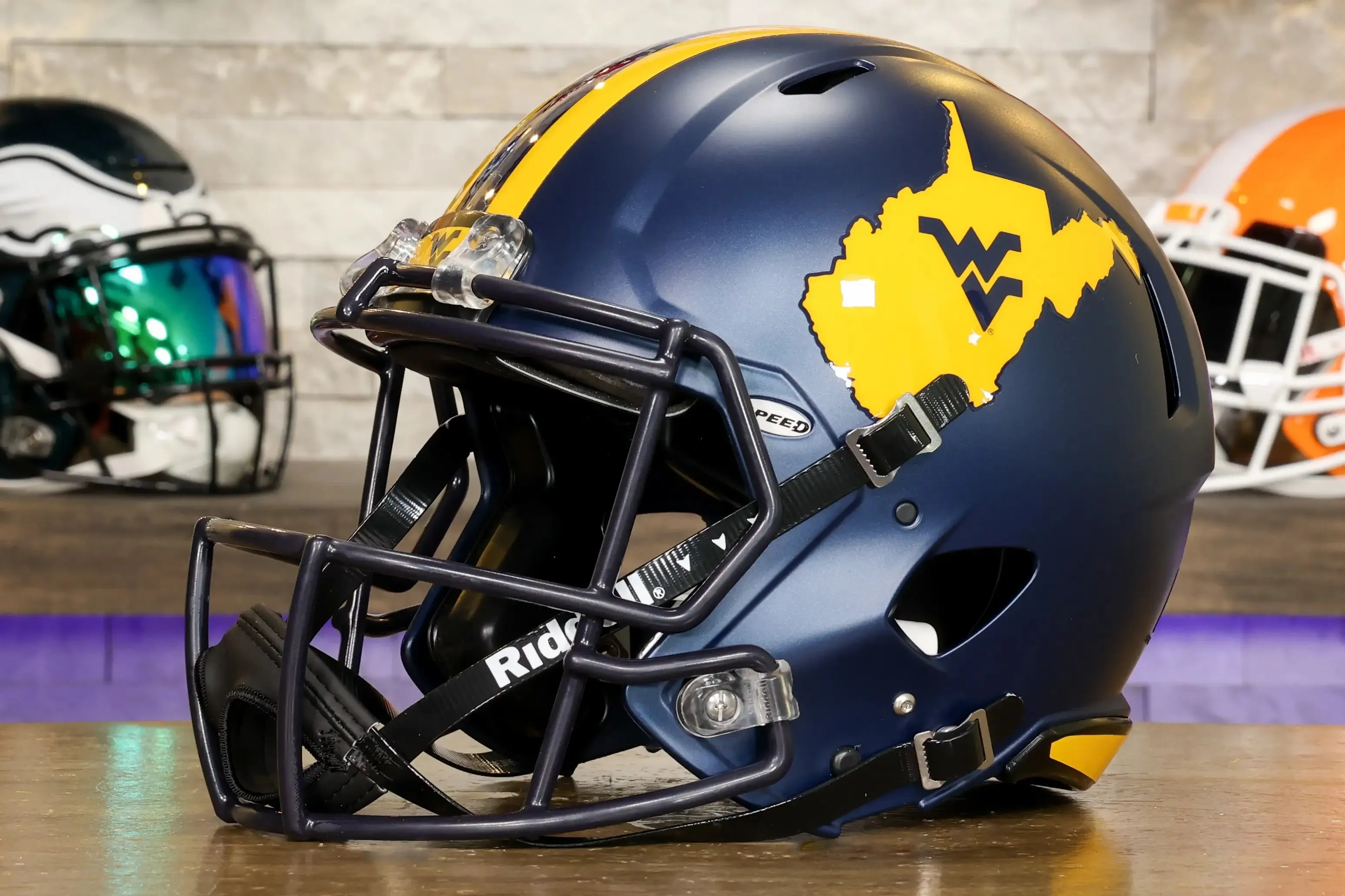 West Virginia Mountaineers Riddell Speed Authentic Helmet - Navy Country Roads Alternate
