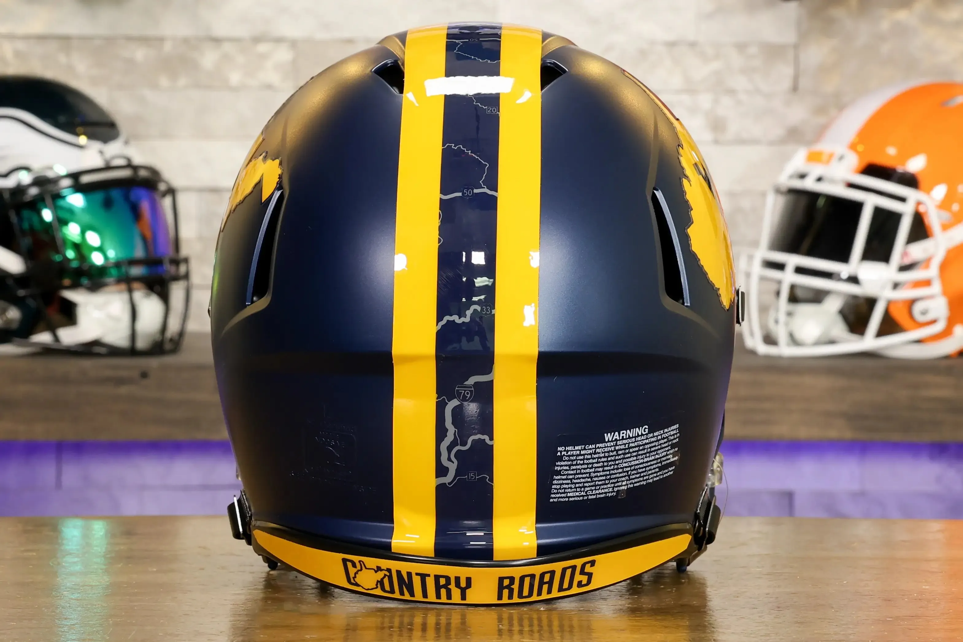 West Virginia Mountaineers Riddell Speed Authentic Helmet - Navy Country Roads Alternate