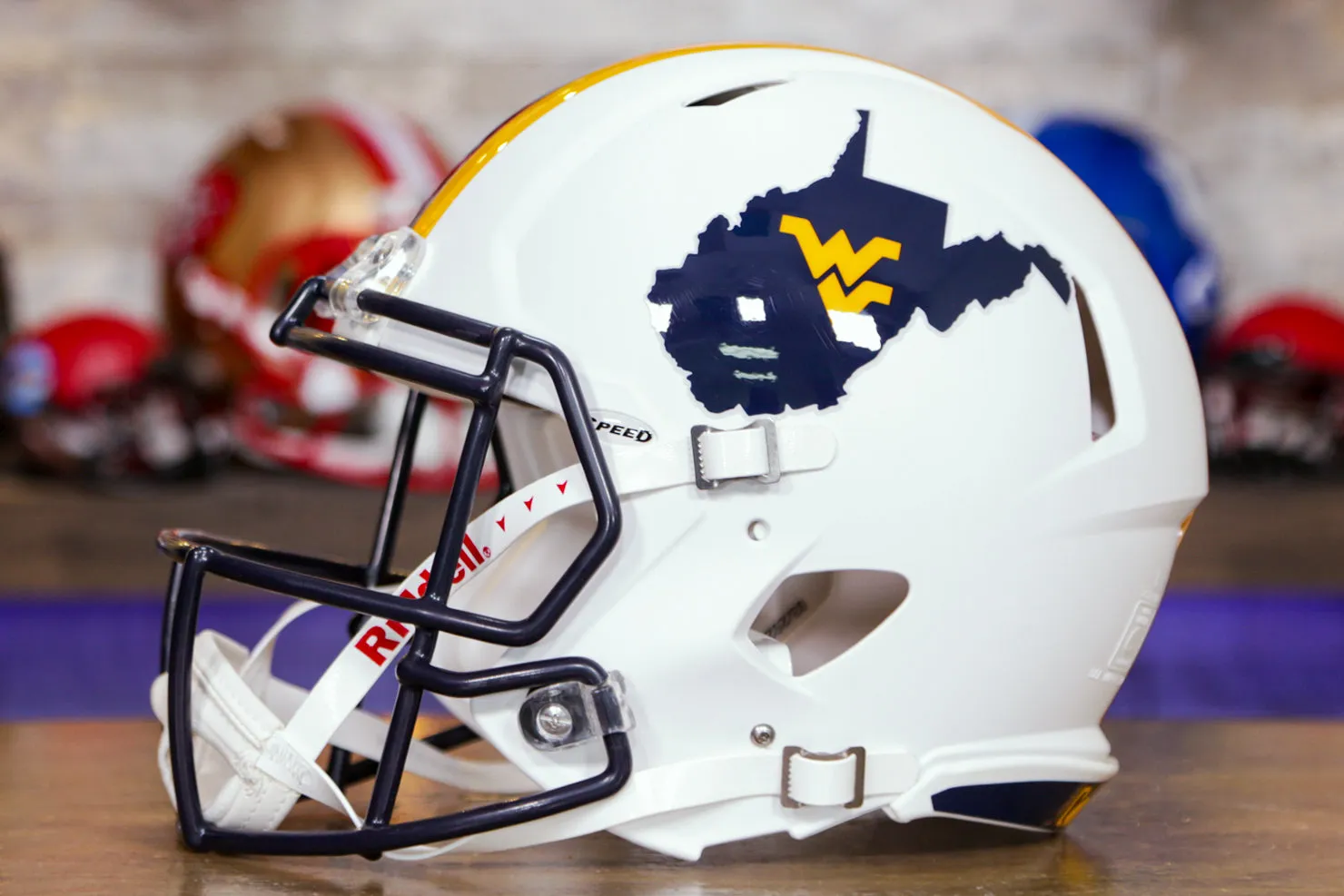 West Virginia Mountaineers Riddell Speed Authentic Helmet - White Country Roads Alternate