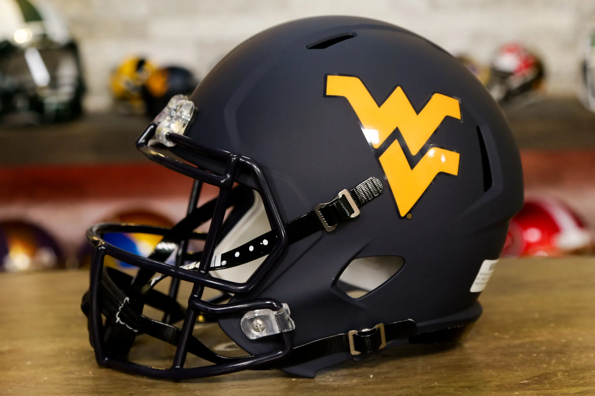 West Virginia Mountaineers Riddell Speed Display Helmet - Matte Navy